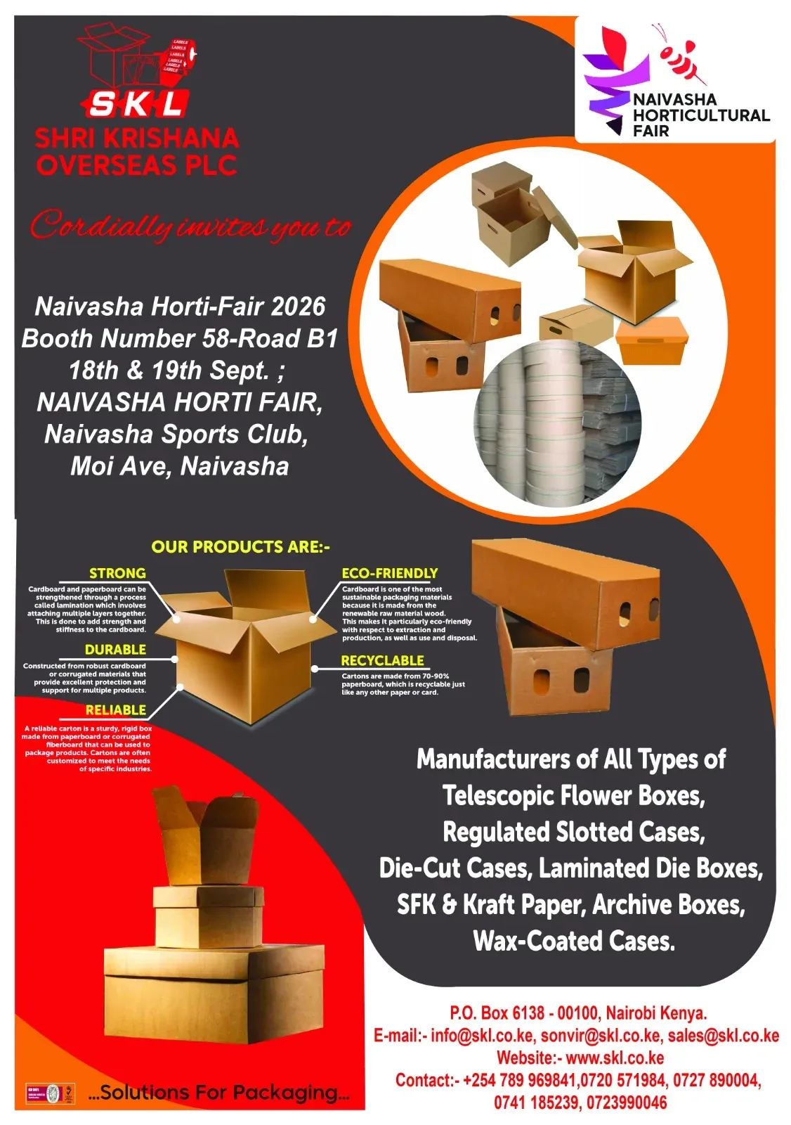 SKL invitation to Naivasha Horti-Fair 2026, booth 58 Road B1, 18th and 19th September, Naivasha Sports Club, Moi Avenue, Naivasha